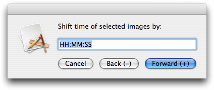 iPhoto Time Shifter Dialog